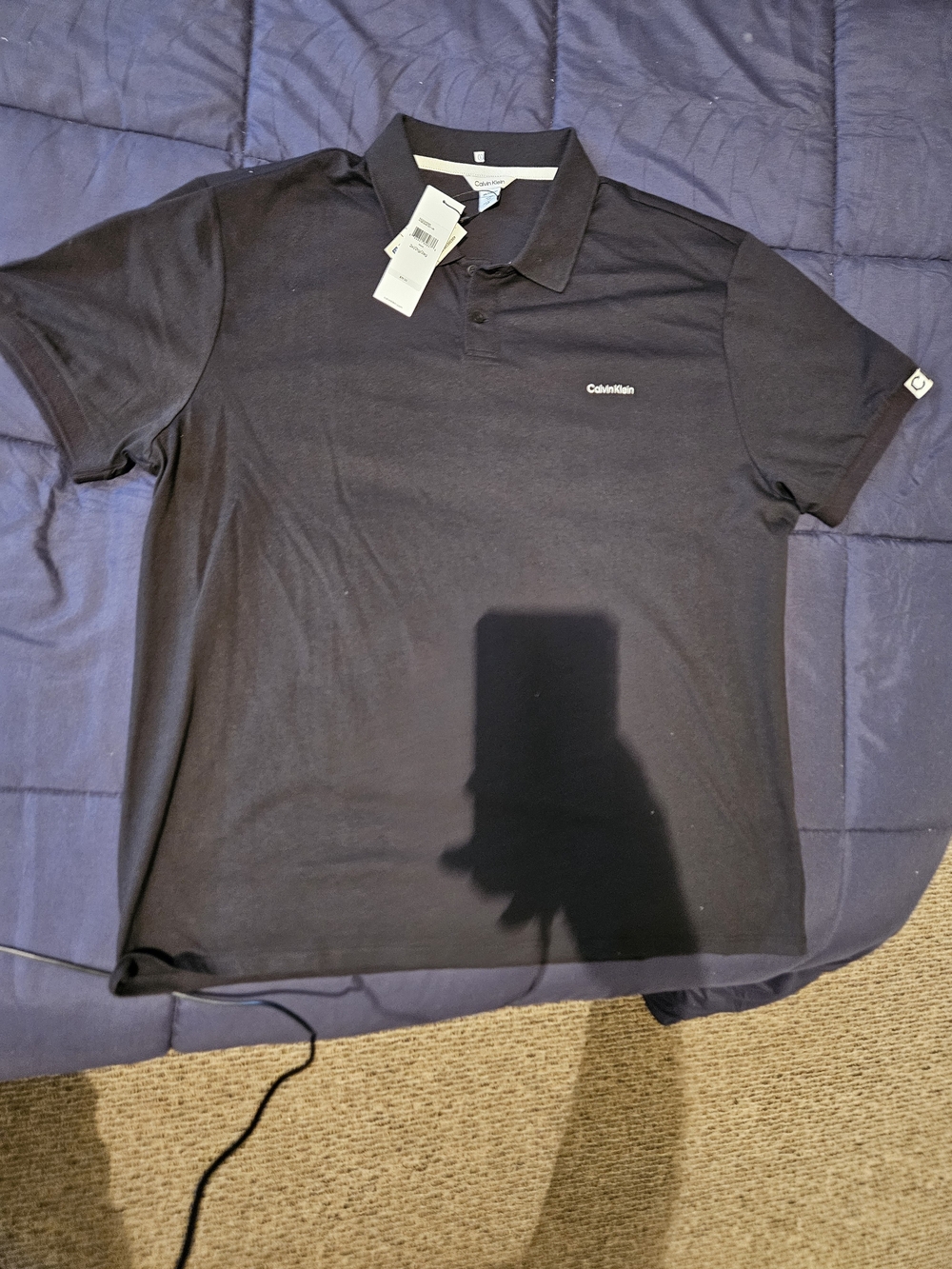 Calvin Klein Black Men's Polo with Subtle Logo Size 2XL  NWT
